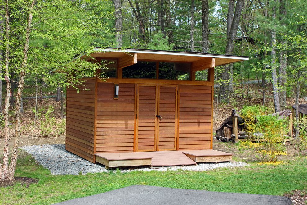 The Garage Brockton Ma for a Contemporary Shed with a Gravel and Deck House Shed by Buchanan Custom Builders