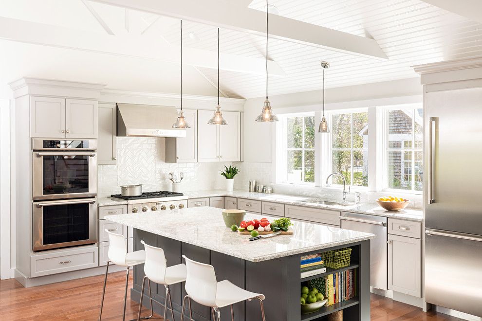 The Garage Brockton Ma for a Transitional Kitchen with a Barn Door Hardware and House Near Oyster Pond by A3 Architects, Inc.