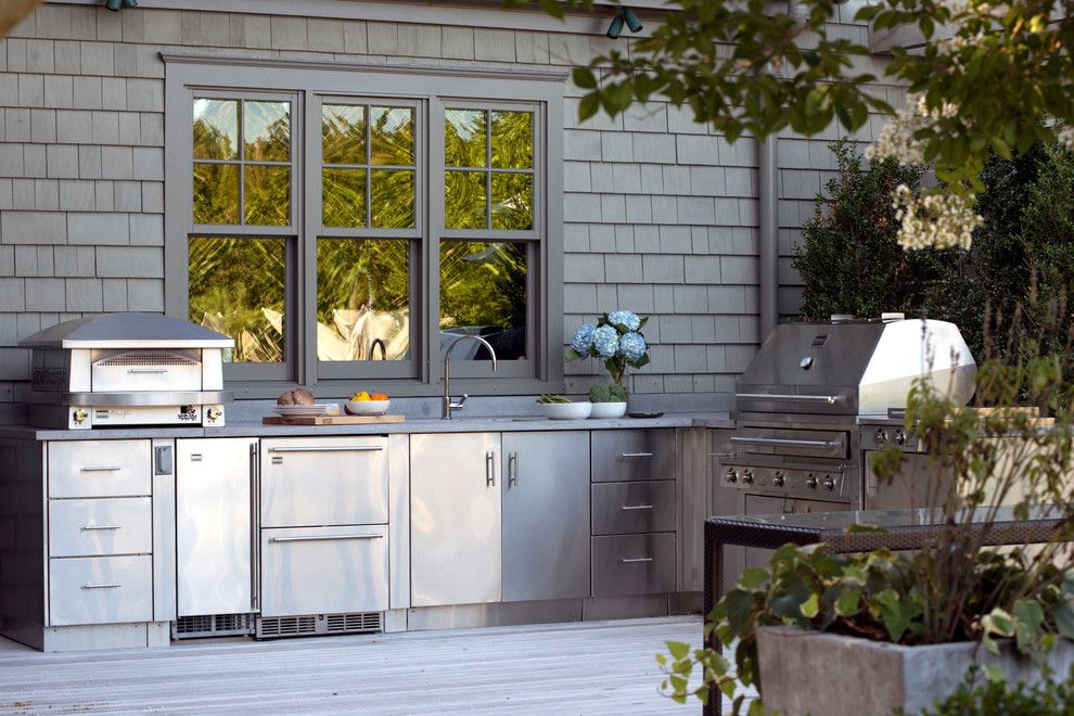 The Seasons Laurel Md for a Beach Style Deck with a Pizza Oven and the Hamptons, New York by Kalamazoo Outdoor Gourmet