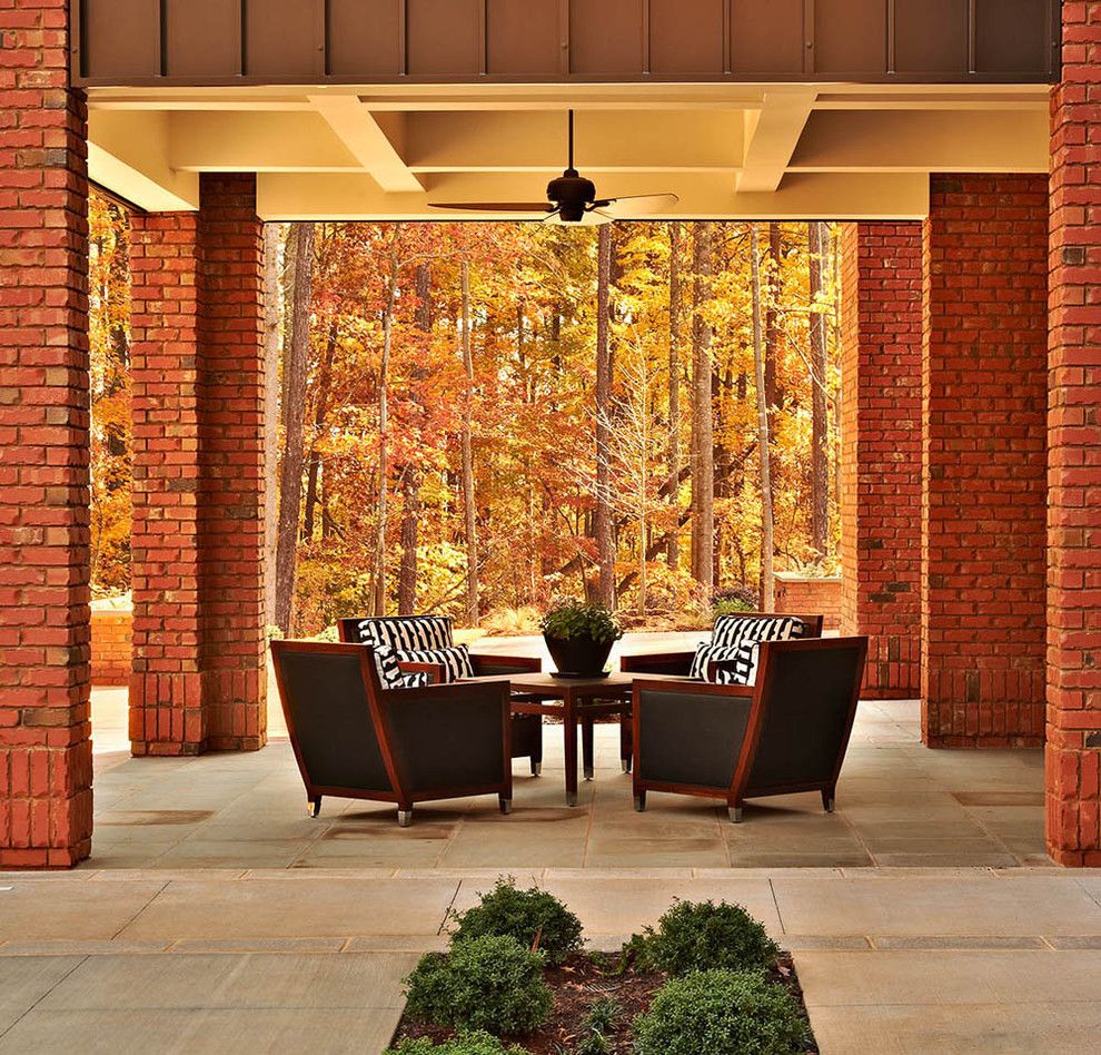 The Seasons of Cherry Creek for a Contemporary Patio with a Concrete Patio and Triangle Brick's Canyon Creek by Triangle Brick Company