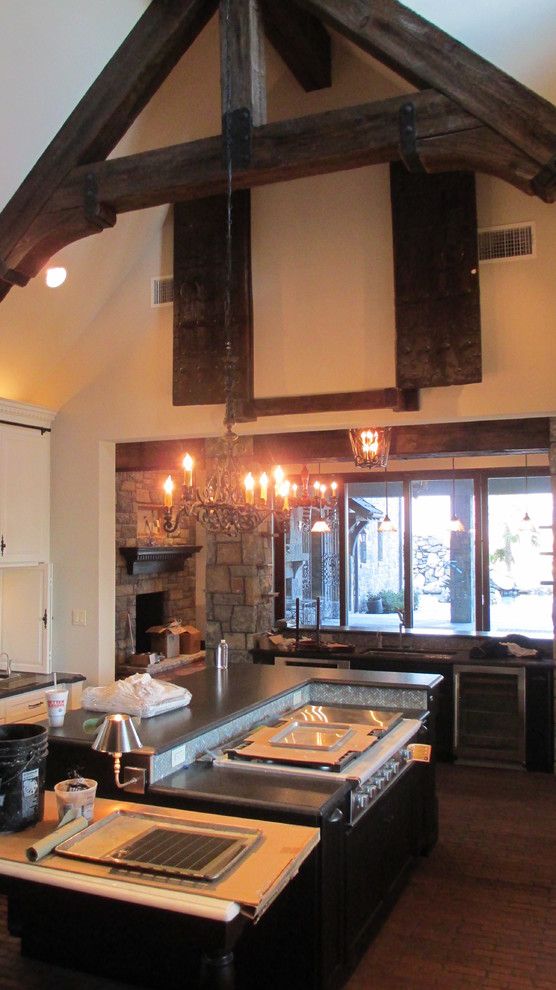 Tic Tac Shot for a Traditional Kitchen with a Brown and Beams & Trusses by Green Valley Beam & Truss Co.