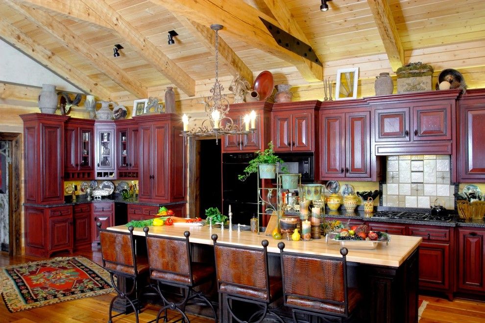 Timberlake Furniture for a Rustic Kitchen with a Dandridge and the Barkely Family Home by Hearthstone Inc