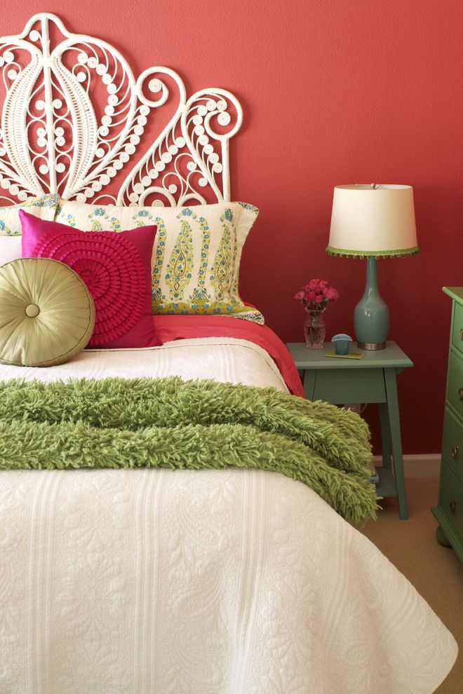 Tj Maxx Milwaukee for a Eclectic Bedroom with a Embroidered Flower and Pink Bedroom by Story & Space   Interior Design and Color Guidance