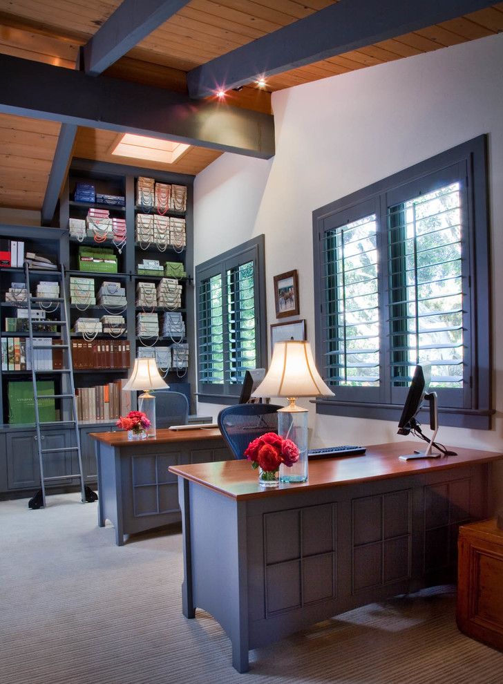 Tmart Furniture for a Transitional Home Office with a Shared Office and Portfolio by Gail Owens Photography