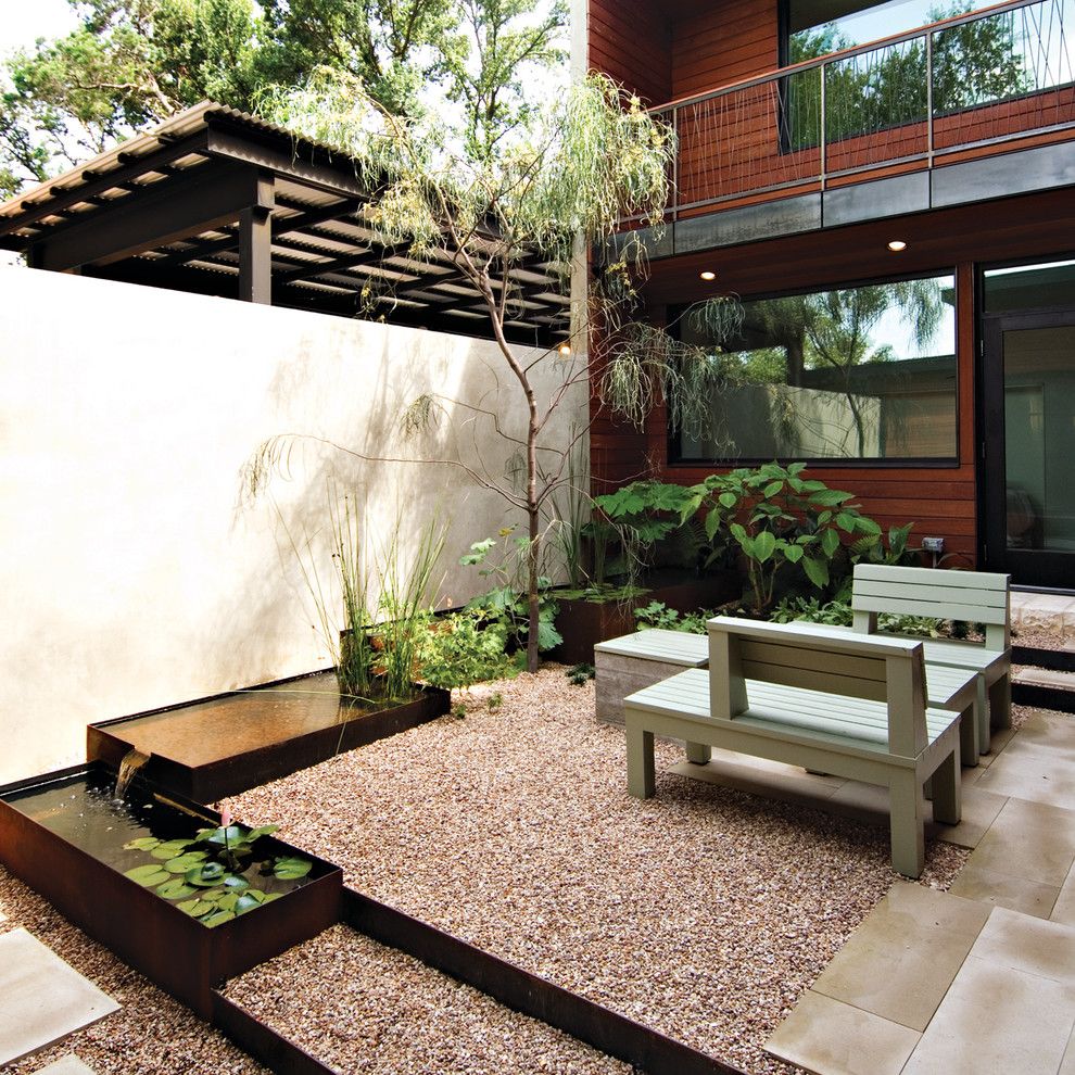 Todays Patio for a Contemporary Landscape with a Courtyard and Courtyard by Jobe Corral Architects