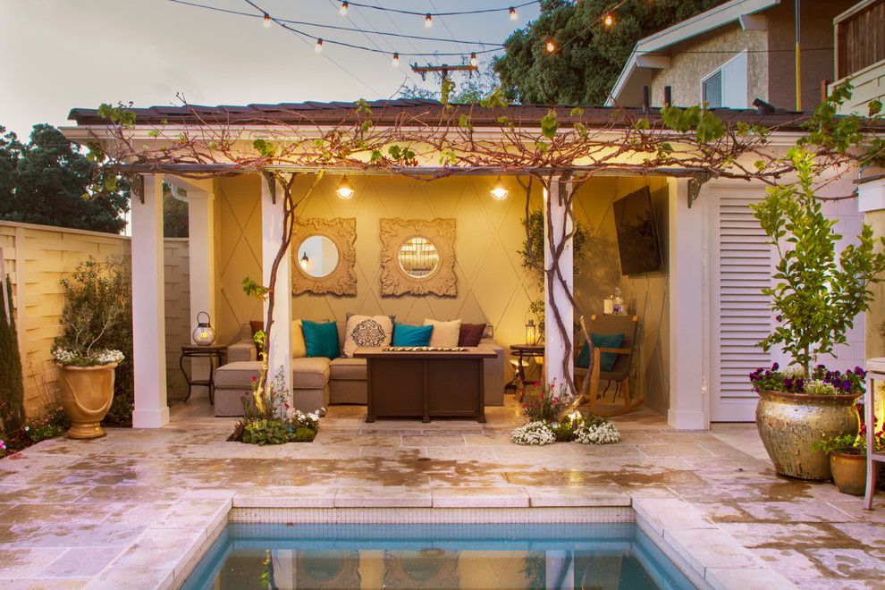 Todays Patio for a Mediterranean Pool with a Outdoor T v and Tuscan Today by About:space, Llc