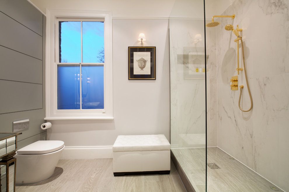 Towne Storage for a Transitional Bathroom with a Bathroom Stool and Tulse Hill Town House by Anita Bourne T/a Definitiveinteriordesign.com