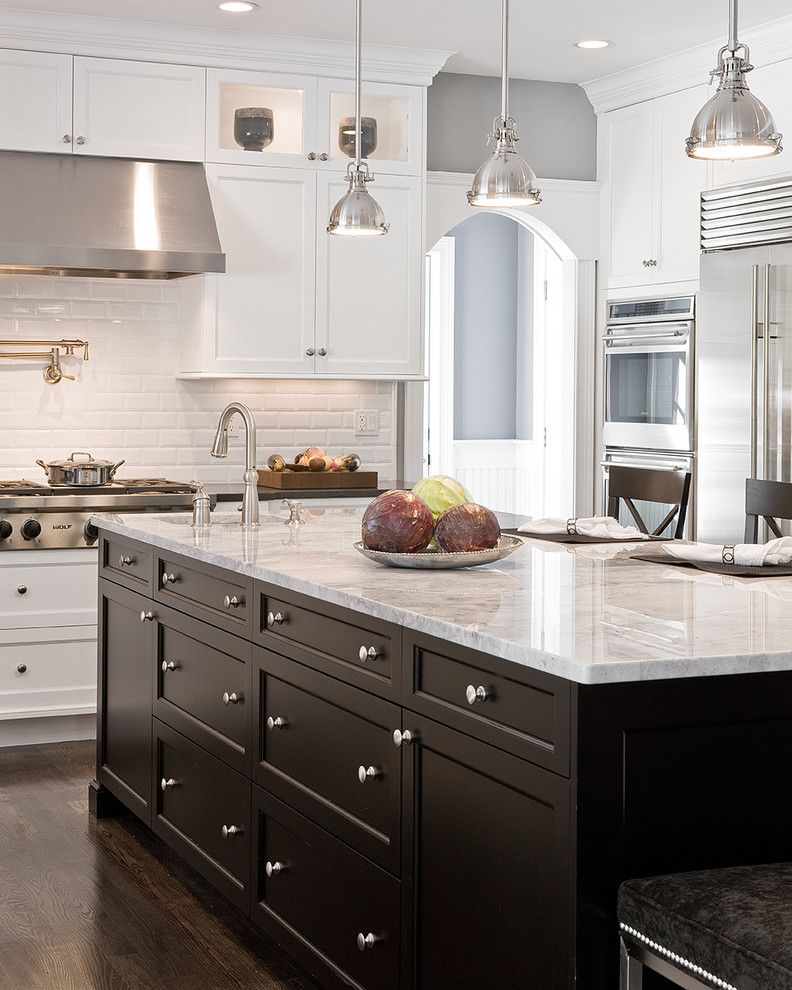 Translucent Concrete for a Traditional Kitchen with a Pendant Lighting and Needham Kitchen by Venegas and Company