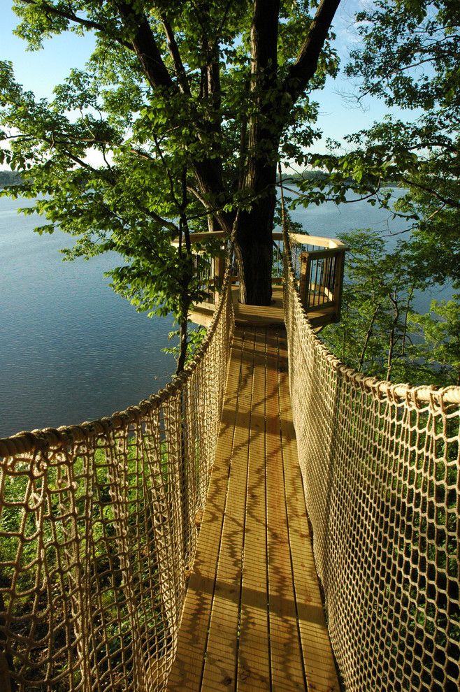 Treehouse Builders for a Rustic Exterior with a Crows Nest and Indianapolis, in Treehouse by Tree Top Builders