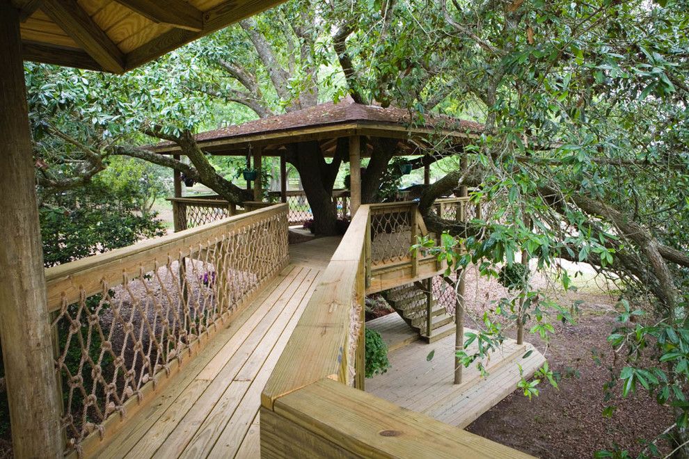 Treehouse Builders for a Traditional Patio with a Climbing Plants and Tree Houses and Play Sets by Backyard Builders