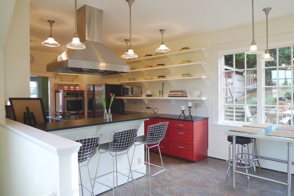 Trespa for a Eclectic Kitchen with a Marmoleum and Schoolhouse Kitchen by Live Work Play