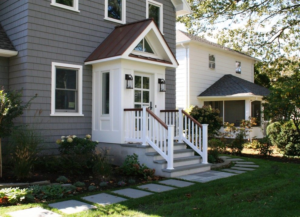 Turf Masters for a Transitional Exterior with a Steps and Slomin Residence Vestibule Addition by Richard Bubnowski Design Llc