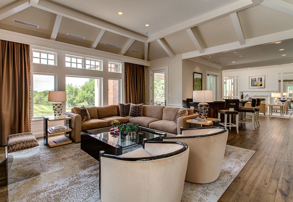 Turners Furniture for a Transitional Family Room with a Hardwood Floor and Mueller Residence by Kga Studio Architects, Pc