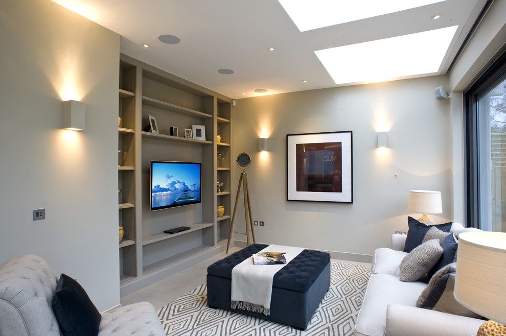 Twinspires for a Transitional Living Room with a Flatscreens and Roehampton Development by Inspired Dwellings