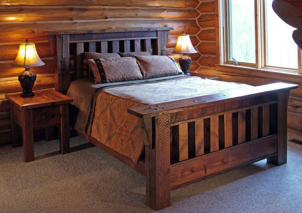 Unclaimed Furniture for a Eclectic Bedroom with a Reclaimed Wood Furniture and Reclaimed Barnwood Handcrafted Furniture by Woodland Creek Furniture