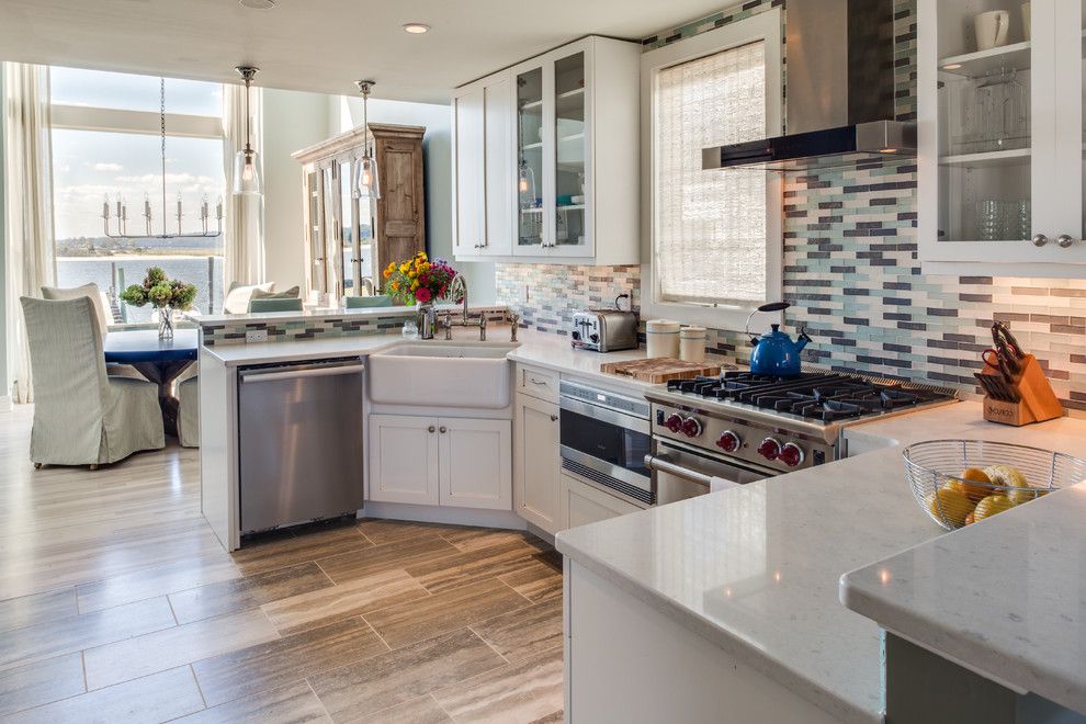 Unclog Kitchen Sink for a Transitional Kitchen with a Apron Sink and Custom Home by Stone Creek Builders