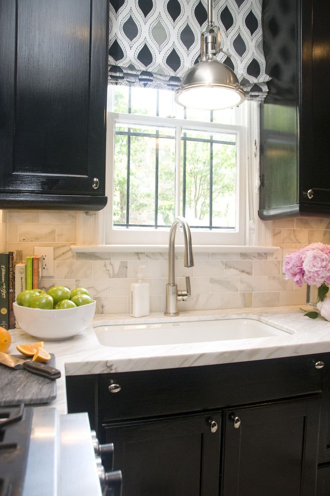 Unclog Kitchen Sink for a Transitional Kitchen with a Under Cabinet Lighting and Georgetown Townhouse by Zoe Feldman Design, Inc.