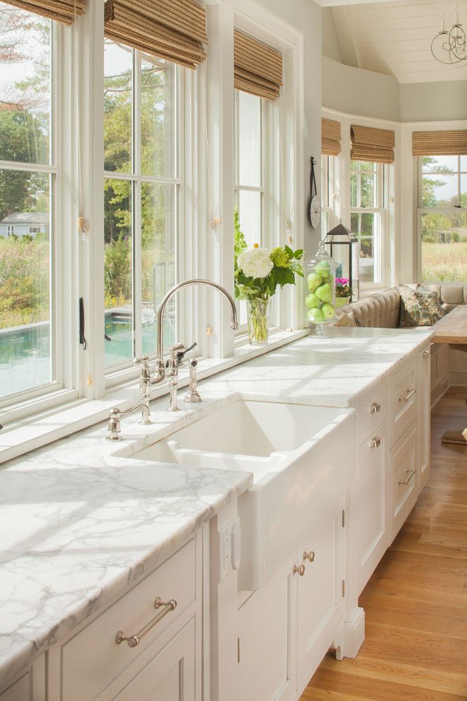 Unclogging a Sink for a Beach Style Kitchen with a Windows and Shoreline Kitchen by Connecticut Stone