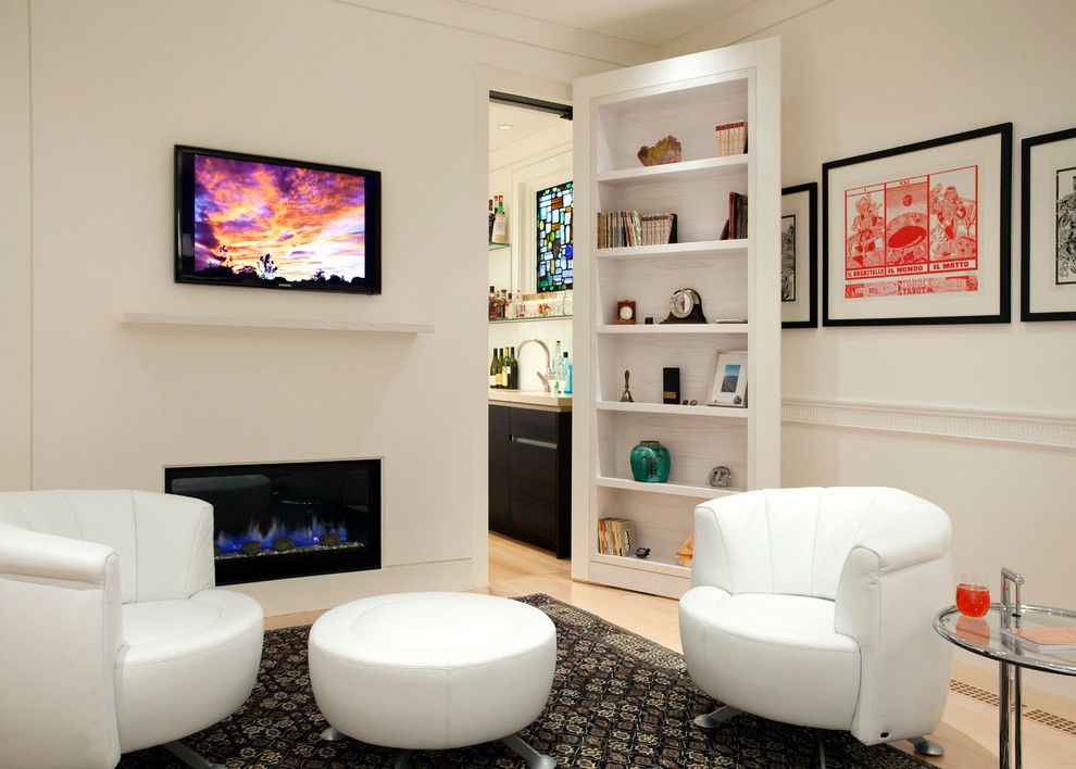 Uncommon Goods.com for a Contemporary Living Room with a White Mantel and Last House on the Left by Siemasko + Verbridge