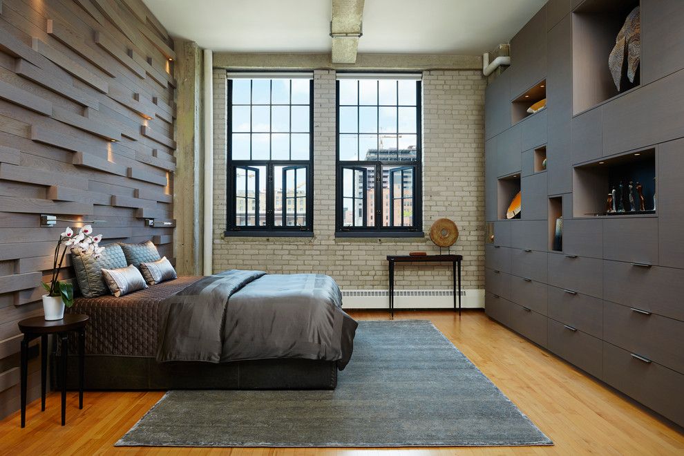 United Artist Farmingdale for a Industrial Bedroom with a Exposed Brick and Private Loft by Msr Design