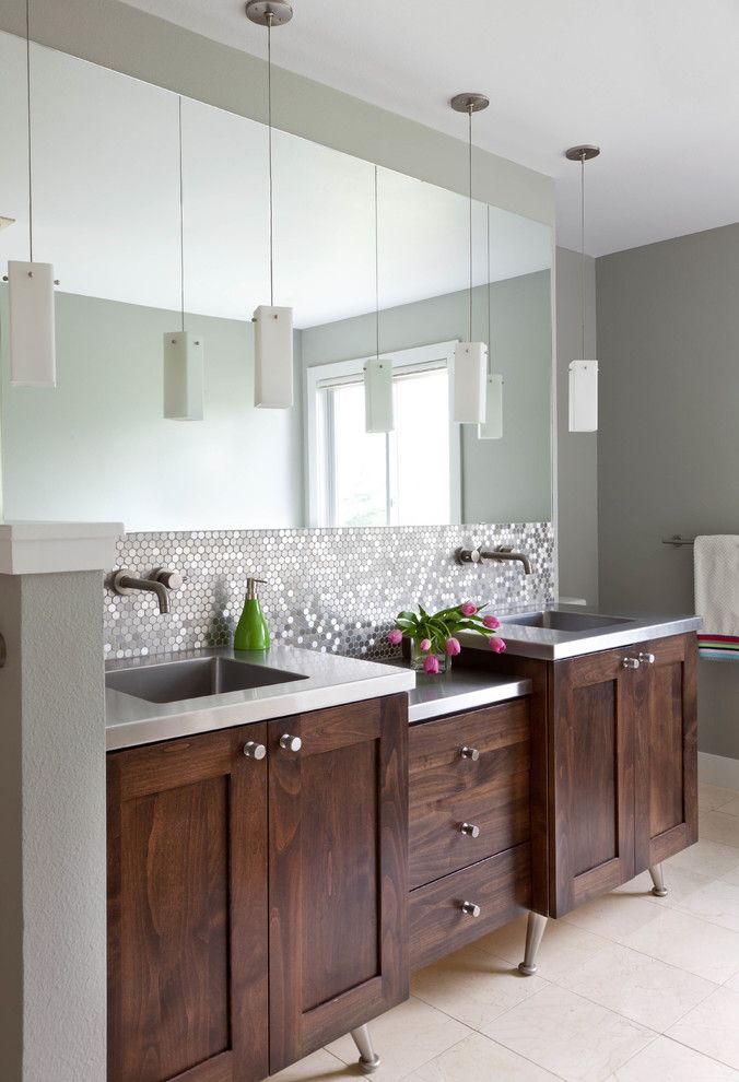 United Artist Farmingdale for a Transitional Bathroom with a Pendants and North Boulder Residence by Iba Design Associates