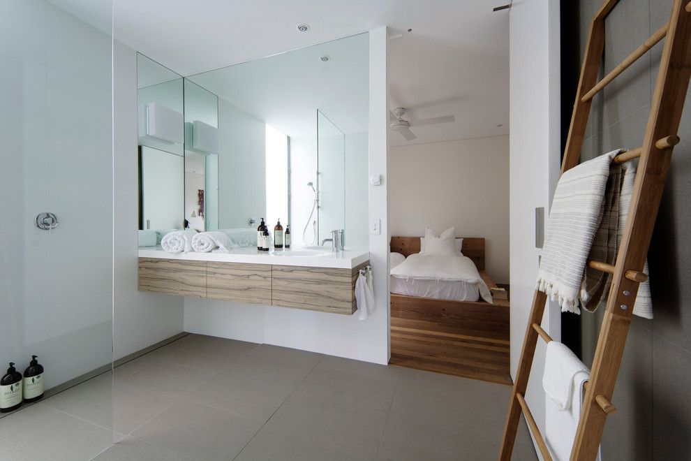 United House Wrecking for a Contemporary Bathroom with a Wood Bed and Saville Isaac   Central Coast Beach House by Minosa