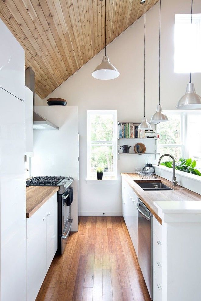 United House Wrecking for a Scandinavian Kitchen with a Narrow Kitchen and Kitchens by Apt Renovation Limited