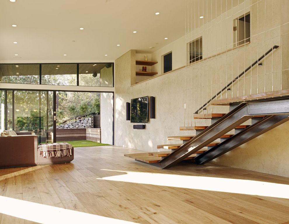 Valley Ag and Turf for a Modern Living Room with a Subterranean Garage and Mill Valley Contemporary Living Room by Daniel Hunter Aia Hunter Architecture Ltd.