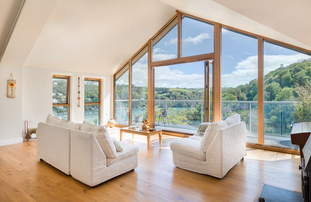 Valley View Theater for a Contemporary Living Room with a White Couches and Zephyrs by Colin Cadle Photography