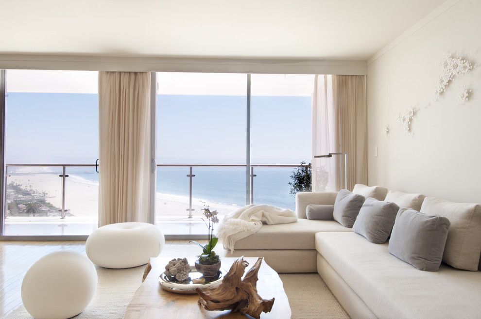 Valliance Bank for a Contemporary Living Room with a Drapery and Ocean Avenue Penthouse by Sarah Barnard Design