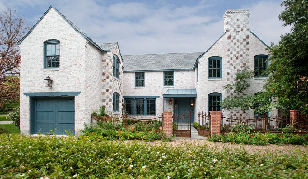 Valspar Colors for a Traditional Exterior with a Stone Chimney and Greenway Parks 1926 French Eclectic   Complete Restoration by Maribeth Peters Team of Allie Beth Allman   Dallas