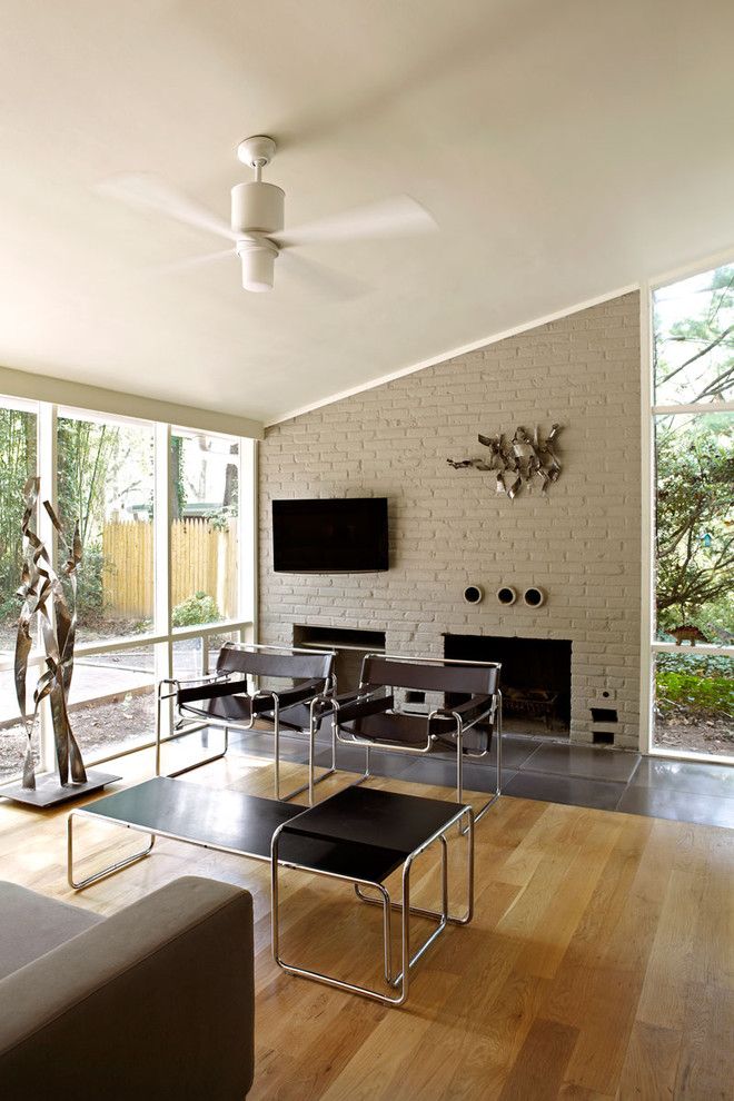 Valspar Paint Reviews for a Midcentury Living Room with a Sculpture and Mid Century Mod Re Do by Kube Architecture