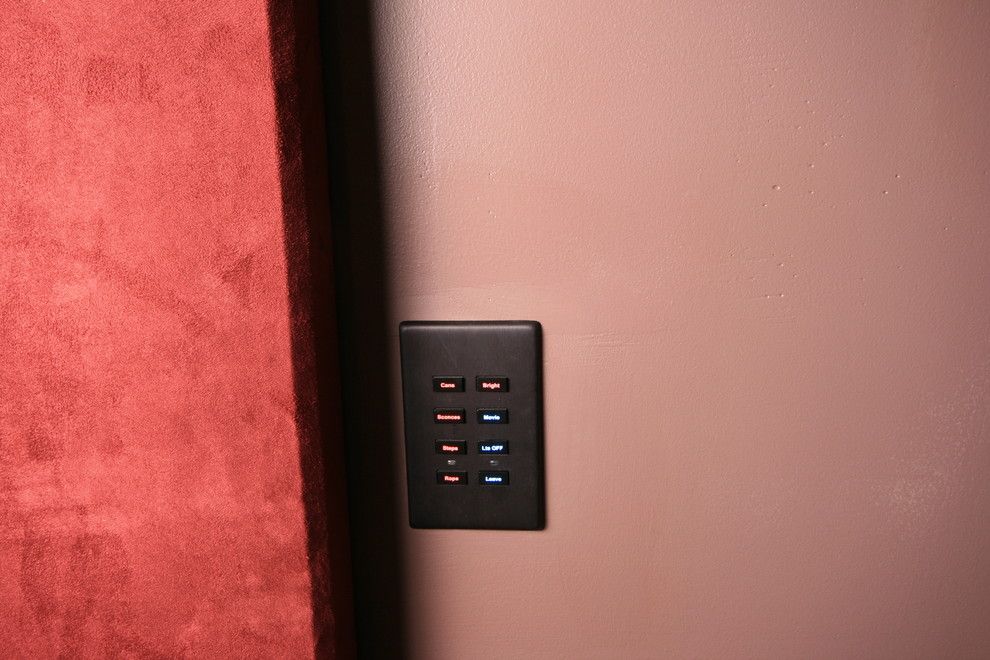 Vantage Lighting for a Modern Home Theater with a Home Media and Vantage Lighting Keypad by Digital Living