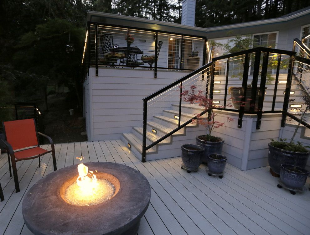 Velvet Rope Portland for a Modern Spaces with a Firetable and Modern Aluminum Deck by G. Christianson Construction, Inc.