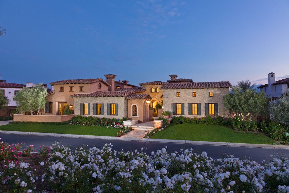 Veneer Plaster for a Mediterranean Exterior with a Windows and Tuscan Farmhouse 4 by South Coast Architects, Inc.