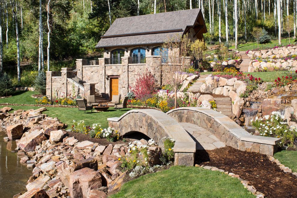 Vernon Hills Theater for a Rustic Landscape with a Beautiful Stonework and Black Bear | Cordillera, Co by Meadow Mountain Homes