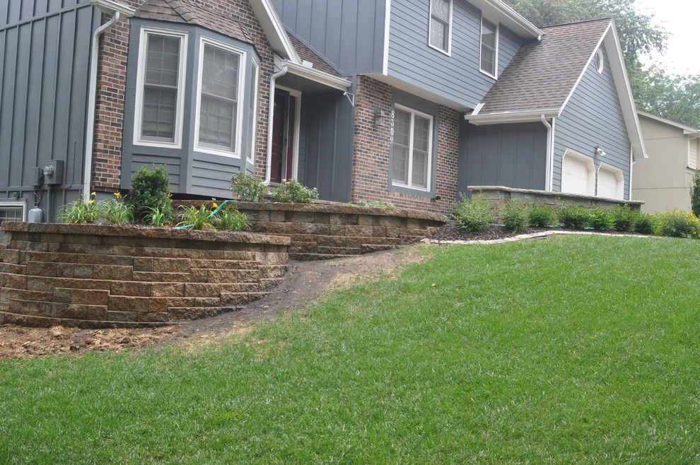 Versa Lok for a Traditional Spaces with a Dubblin Cobble Steps and Paving Patio, Steps and Retaining Wall by Stone Solutions