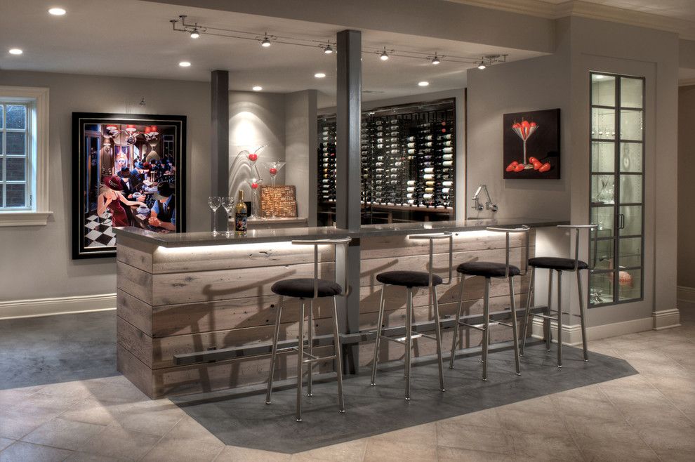 Victors Lighting for a Modern Wine Cellar with a Modern and Wine Cellar   Bar by Michael Gharrity