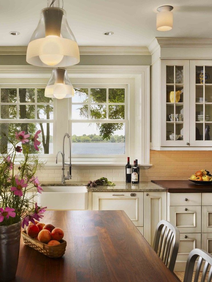 Vigo Industries for a Traditional Kitchen with a Subzero and Private Residence on the Delaware River by Kass & Associates