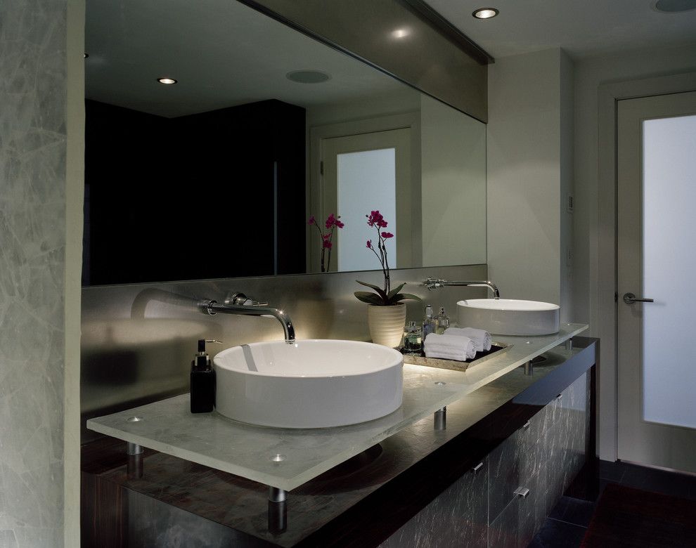 Vitreous China for a Contemporary Bathroom with a Glass Doors and Master Bath by Garret Cord Werner Architects & Interior Designers