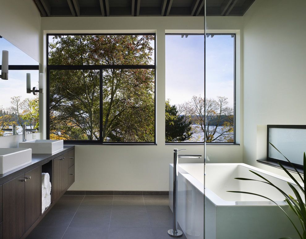 Vitreous China for a Modern Bathroom with a View and Lake Washington Residence by Baan Design