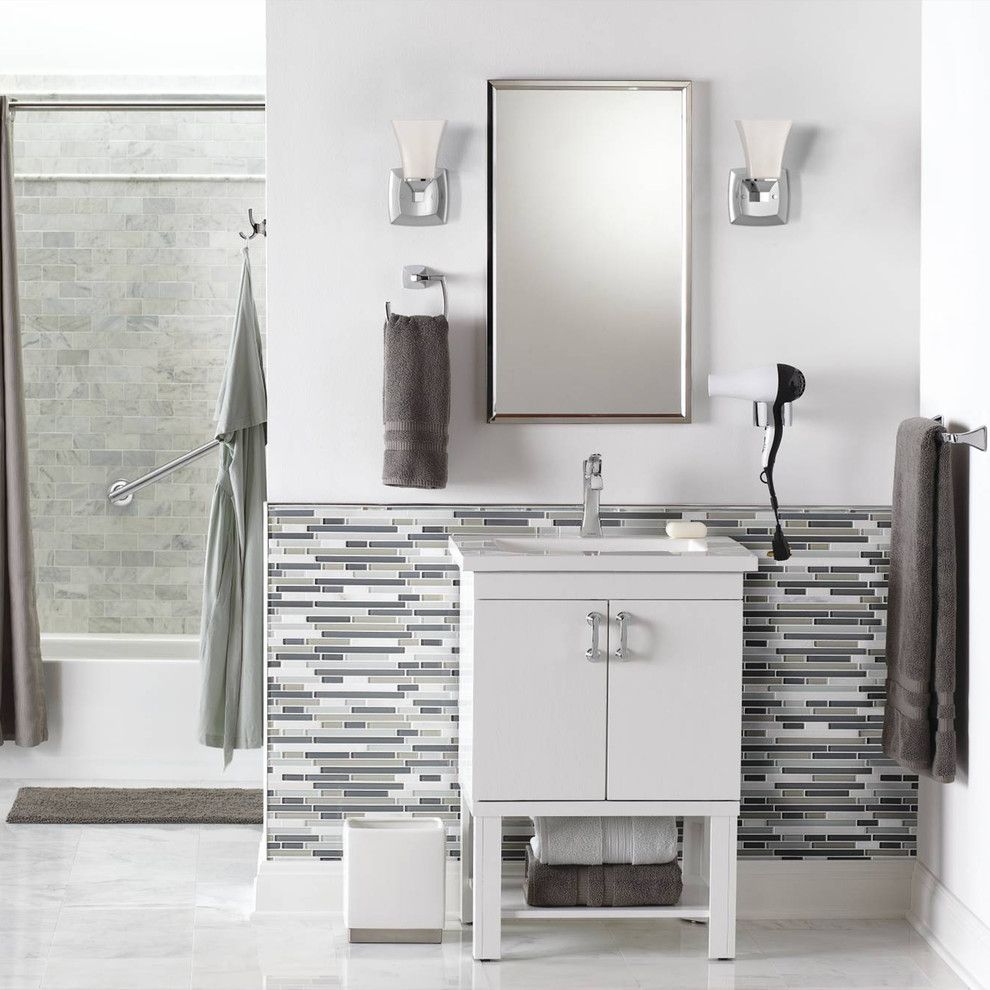 Voss Lighting for a Contemporary Bathroom with a Wall Sconces and Moen by Moen