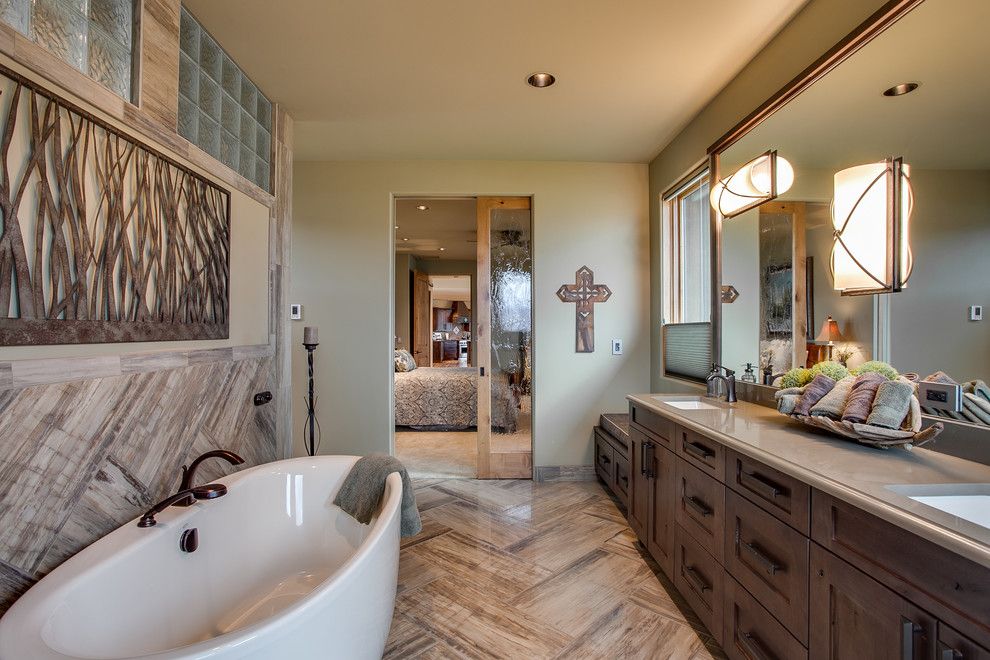 Voss Lighting for a Transitional Bathroom with a Wall Sconces and Se Falcon Dr. by Travis Knoop Photography