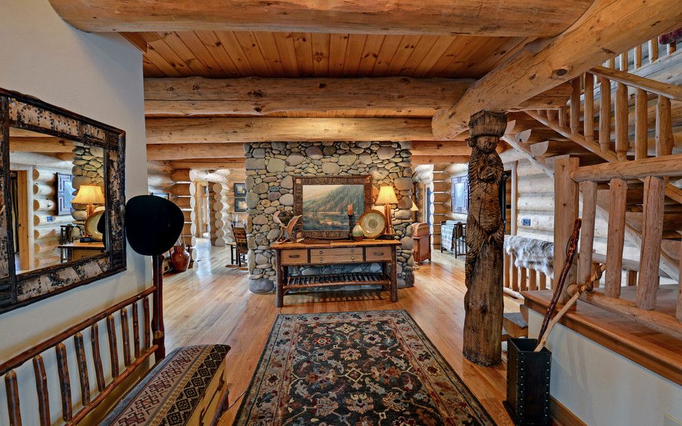 Wade Jurney Homes for a Traditional Hall with a Timber Walls and Lake Blue Ridge Custom Log Home by Envision Web