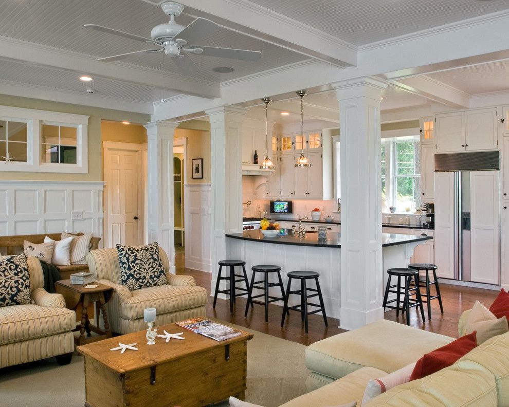 Wallbuilders for a Traditional Kitchen with a Built in Refrigerator and Every Room Has a Story by Teakwood Builders, Inc.