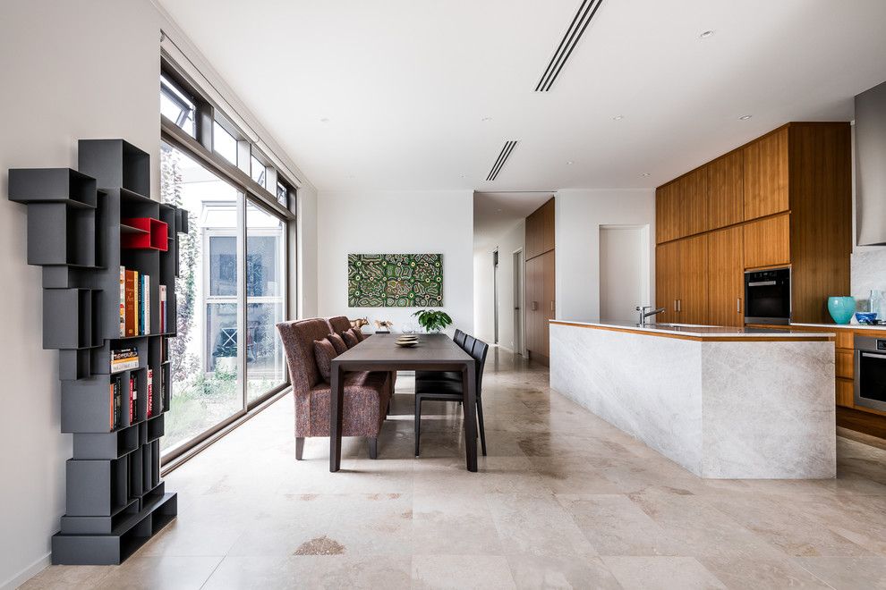 Walter Knoll for a Midcentury Dining Room with a Stone Tiles and House a by Sandy Anghie Design