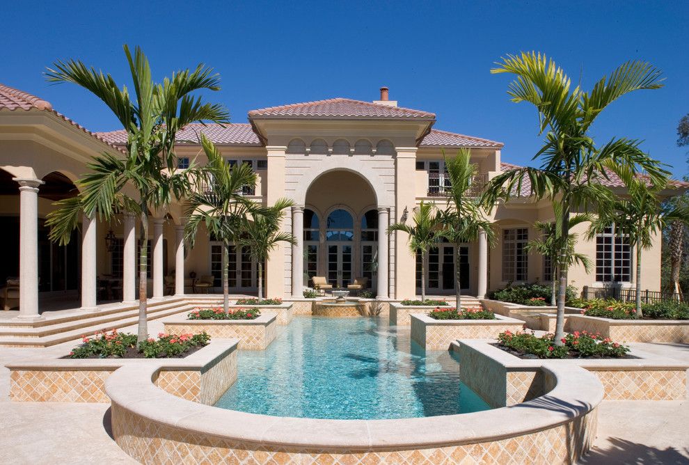 Water Gardens Spanish Fork for a Mediterranean Exterior with a Beige Stone Planter and Sater Group's 
