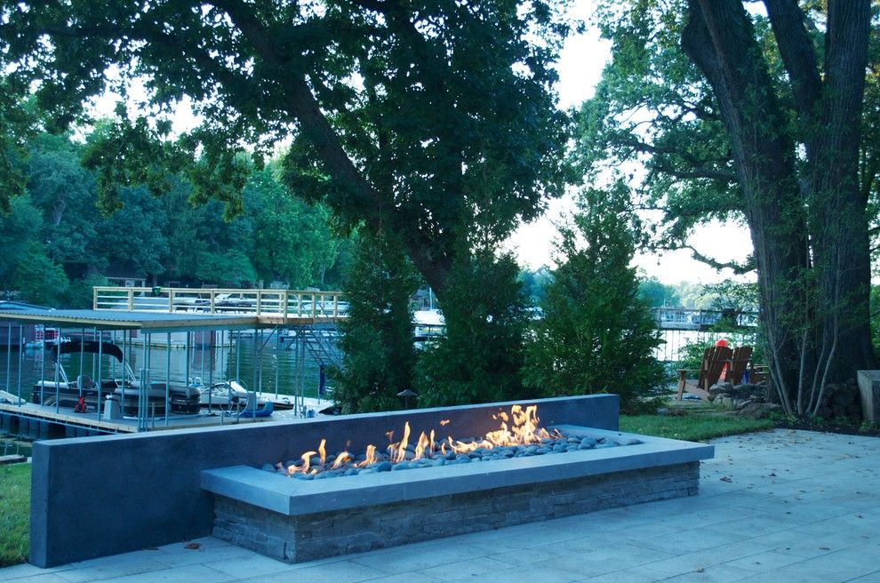 Waterscapes for a Modern Patio with a Modern Fire Pit and Modern Land & Waterscape by Michael Given Environments, Llc