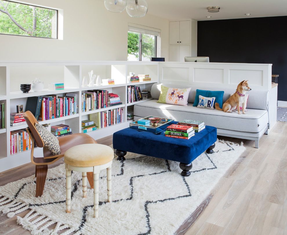 West Elm Chelsea for a Transitional Family Room with a Rug and Bouldin House by 9 Square Studio