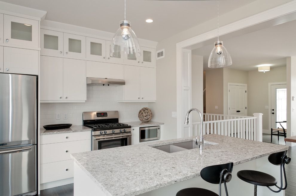 West Elm Emeryville for a Contemporary Kitchen with a Island Sink and Rustic Chic Bungalow by Maison Design+Build